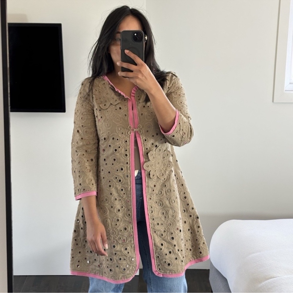 Moschino Cheapandchic Kimino Jacket Cardigan Embroidered Lace Sz 10 US♥️ - Picture 1 of 8